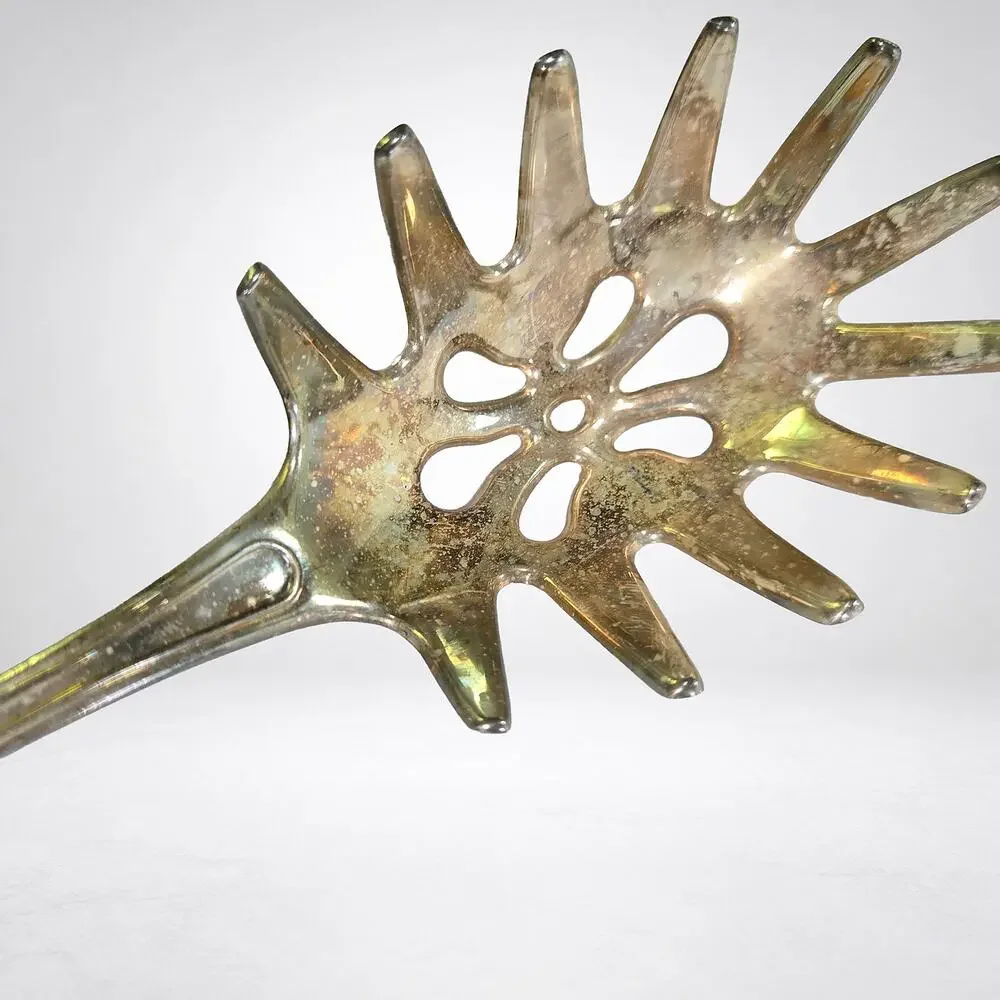 Vintage Silverplate Pasta Spaghetti Server 10.5in Claw Tine Shell Handle